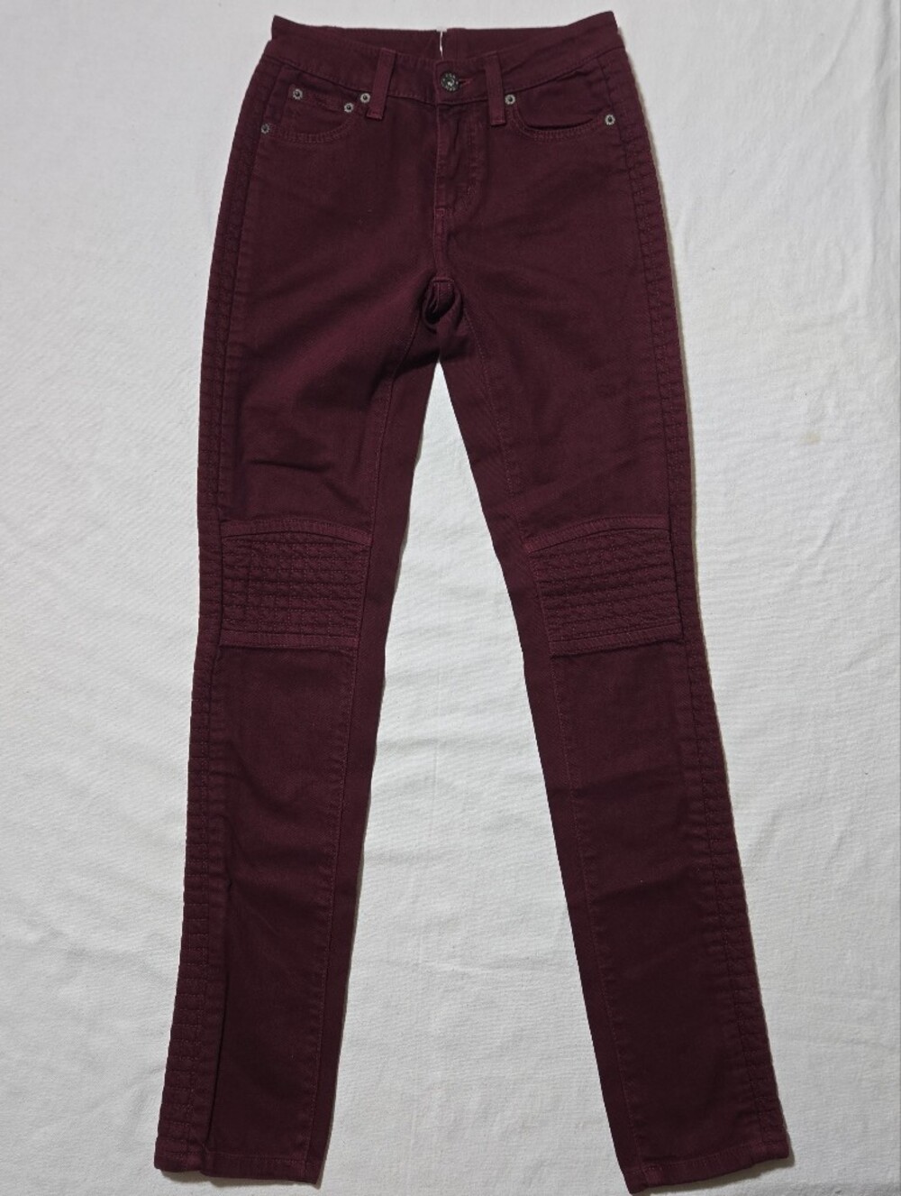 Carmar Wine-Colored Moto Skinny Jeans